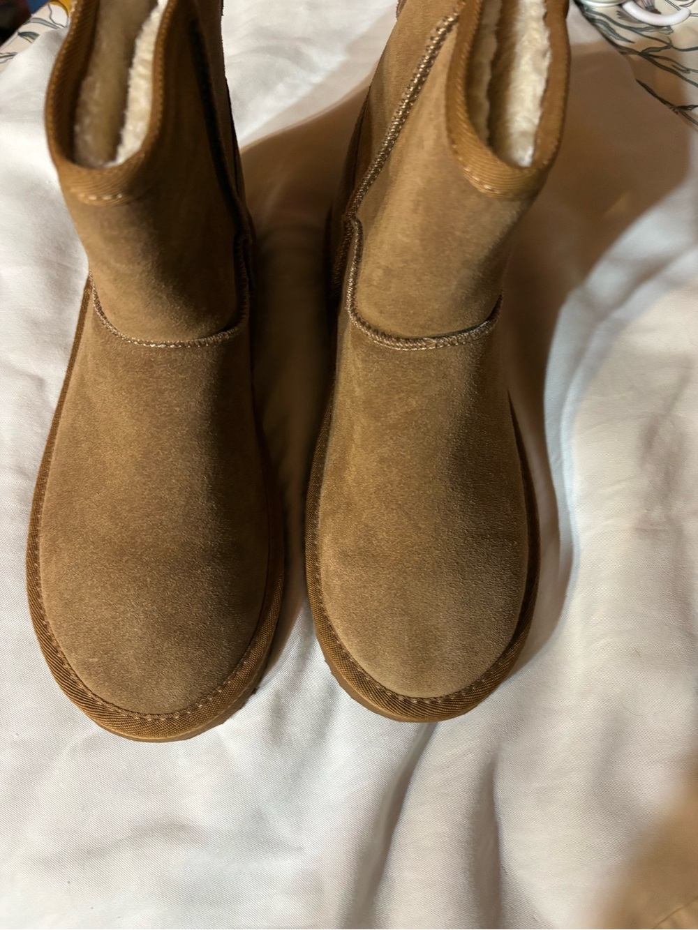 Time and Tru Tan Suede-Look Winter Ankle Boots